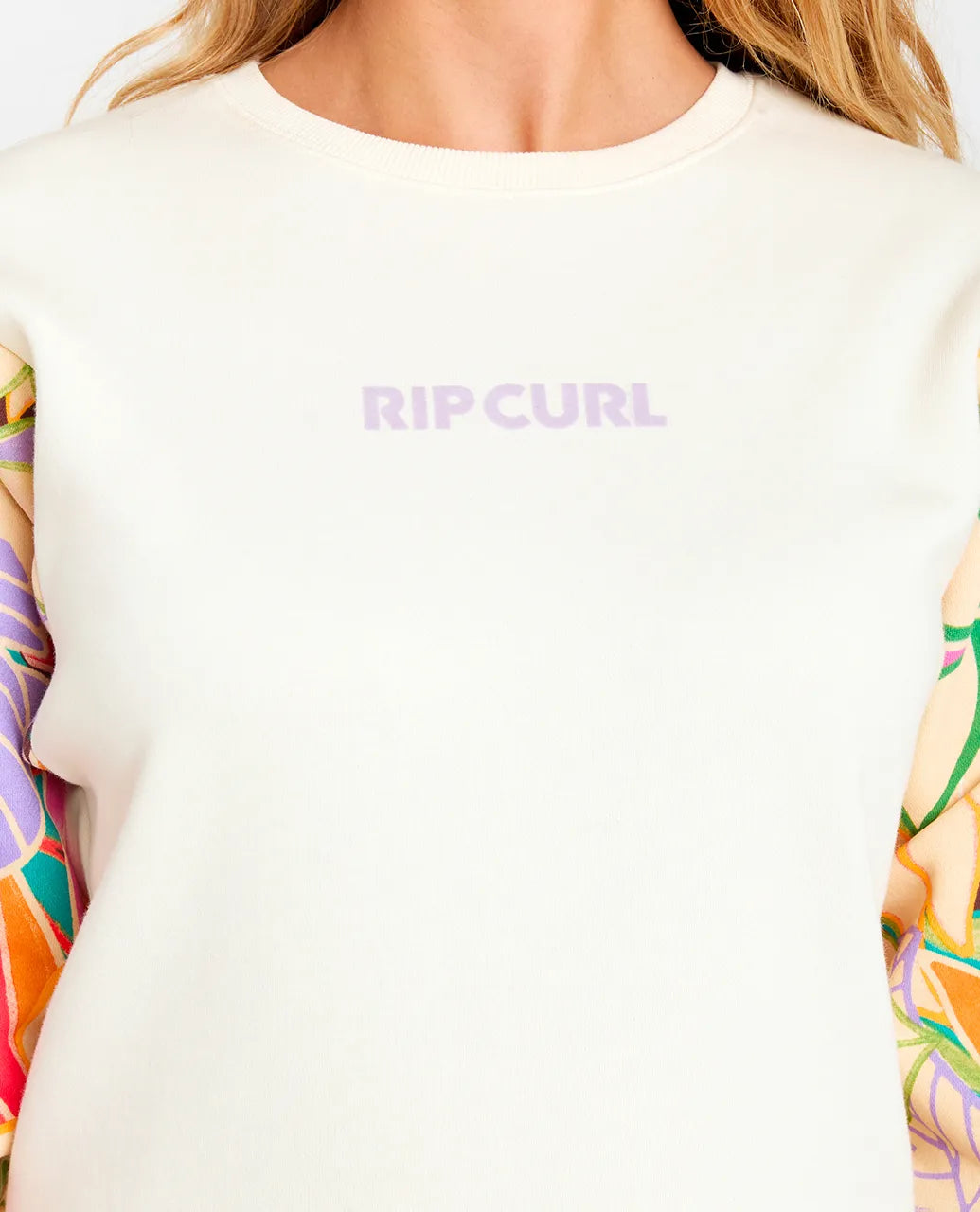 Rip Curl Women's Wavy Print Sleeves Crew Fleece