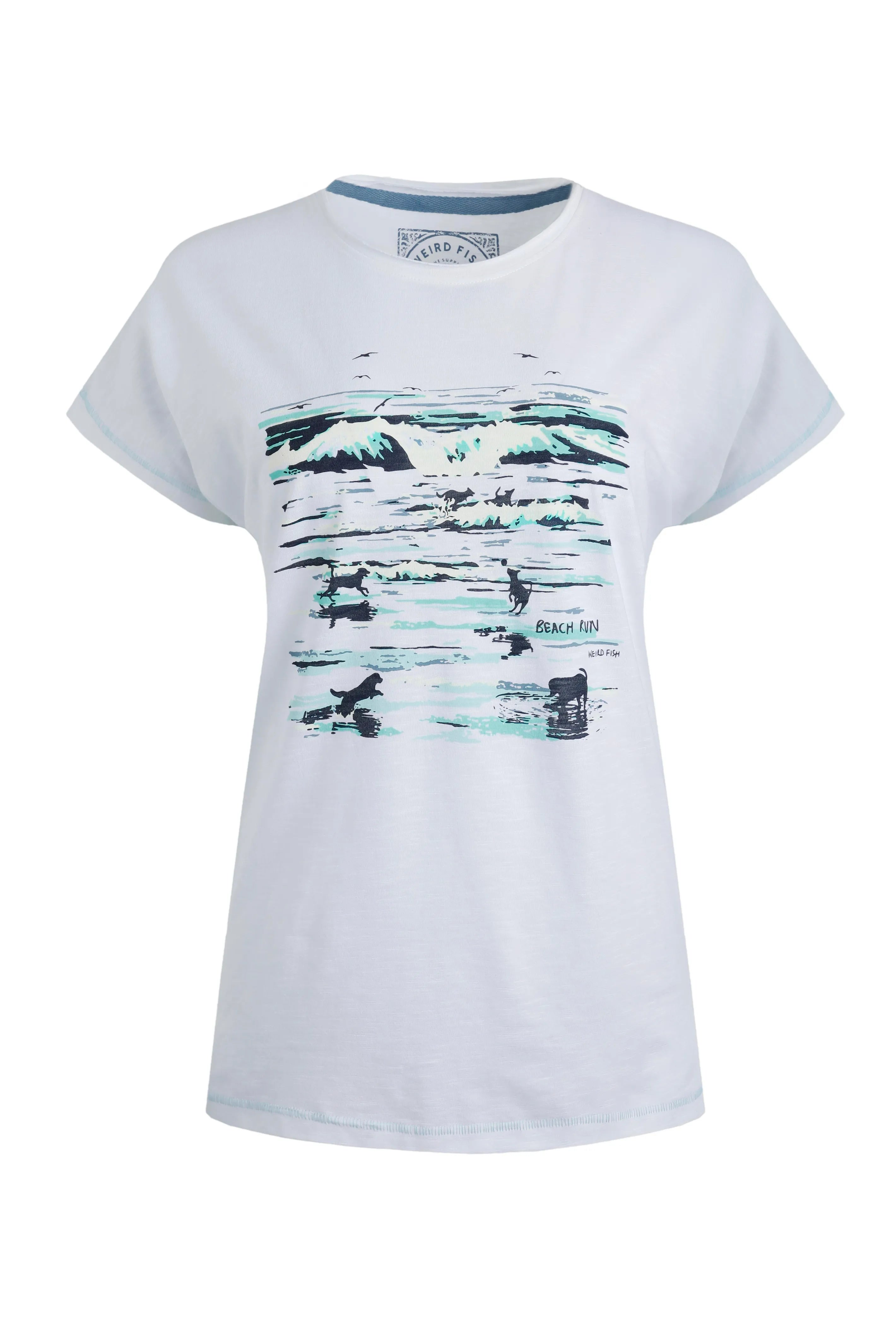 Women's Beach Run Organic Cotton Front Print Graphic T-Shirt | Weird Fish | Portwest - The Outdoor Shop