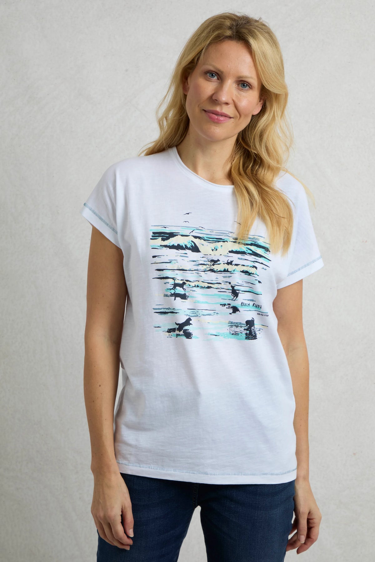 Women's Beach Run Organic Cotton Front Print Graphic T-Shirt | Weird Fish | Portwest - The Outdoor Shop