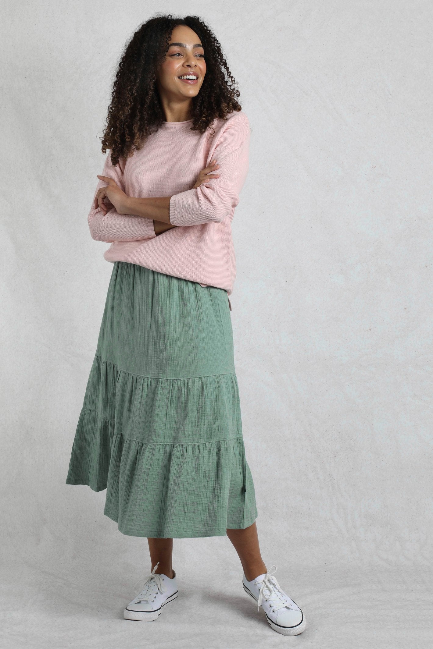 Women's Lathika Organic Cotton Tiered Midi Skirt | Weird Fish | Portwest - The Outdoor Shop