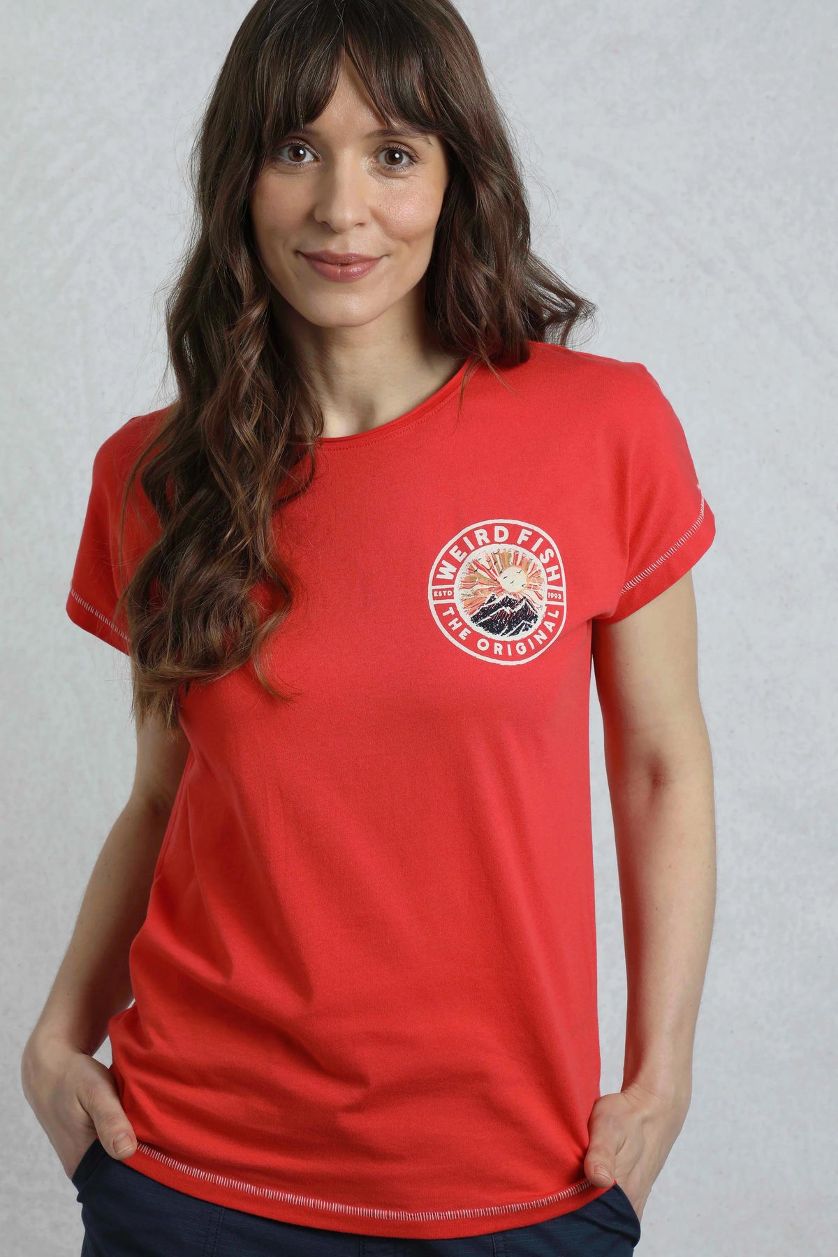 Women's Sunset Summit Back Print Organic Cotton Graphic T-Shirt | Weird Fish | Portwest - The Outdoor Shop