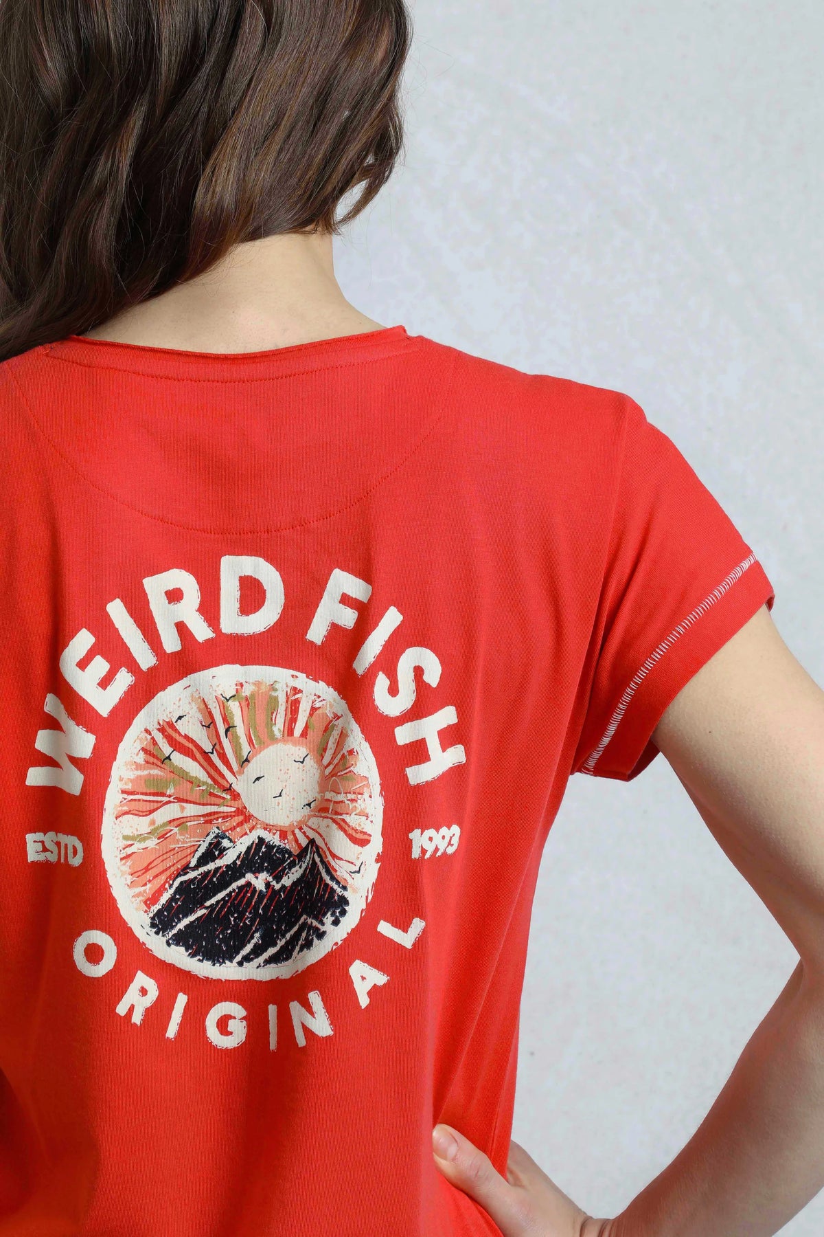 Women's Sunset Summit Back Print Organic Cotton Graphic T-Shirt | Weird Fish | Portwest - The Outdoor Shop