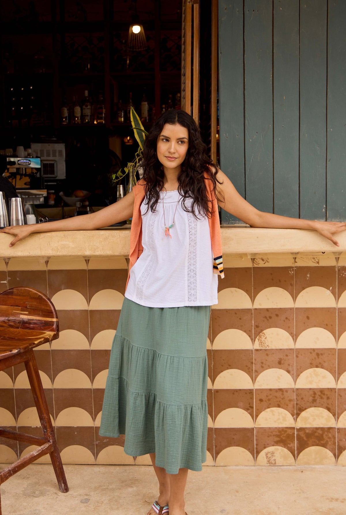 Women's Lathika Organic Cotton Tiered Midi Skirt | Weird Fish | Portwest - The Outdoor Shop