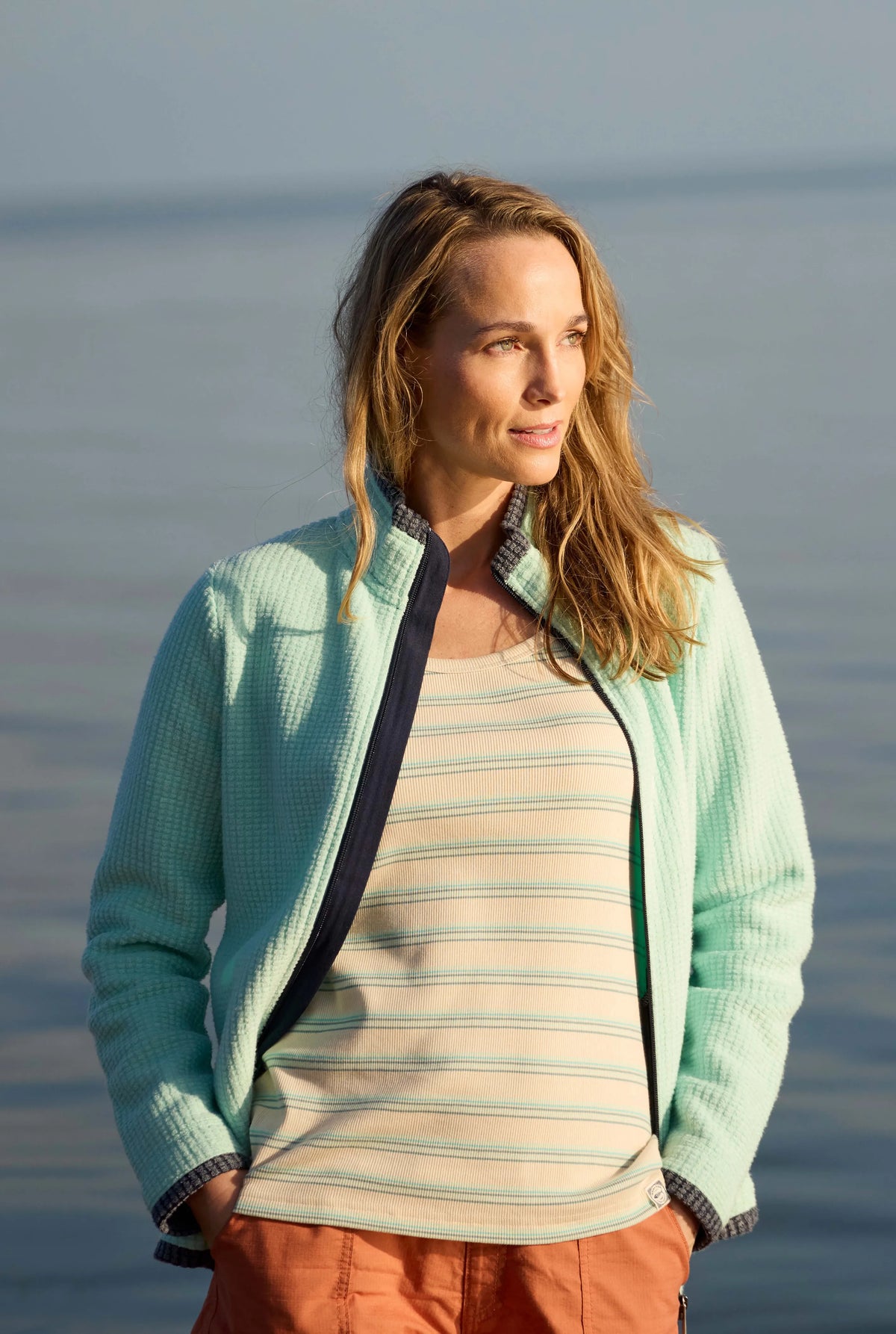 Women's Luna Organic Cotton Ribbed Stripe Vest | Weird Fish | Portwest - The Outdoor Shop