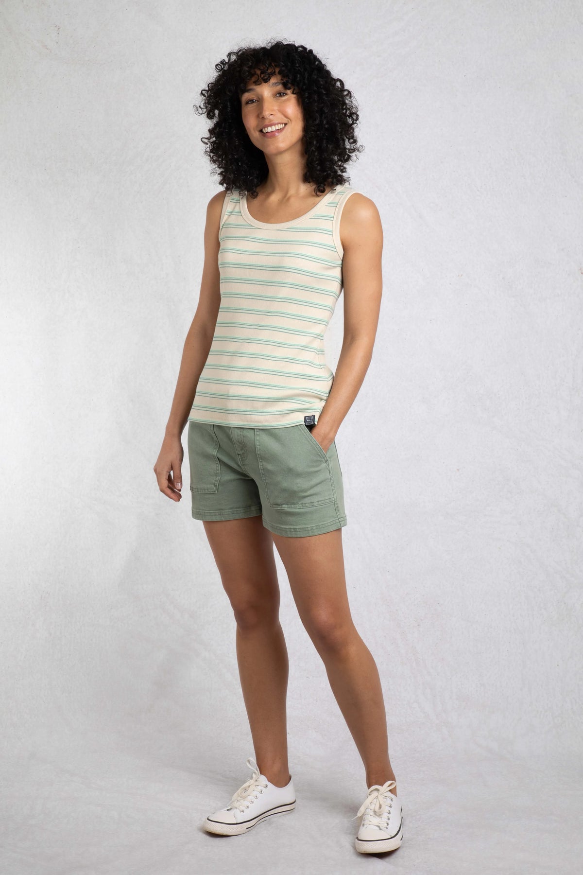Women's Luna Organic Cotton Ribbed Stripe Vest | Weird Fish | Portwest - The Outdoor Shop