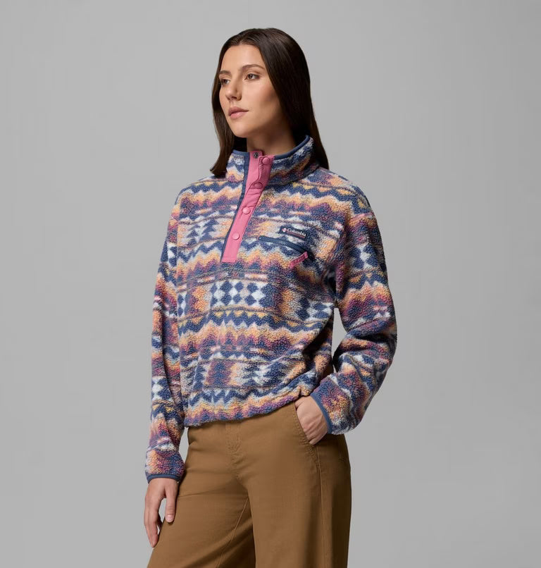 Women's Helvetia™ II Cropped Sherpa Half Snap Printed Fleece | Columbia | Portwest - The Outdoor Shop