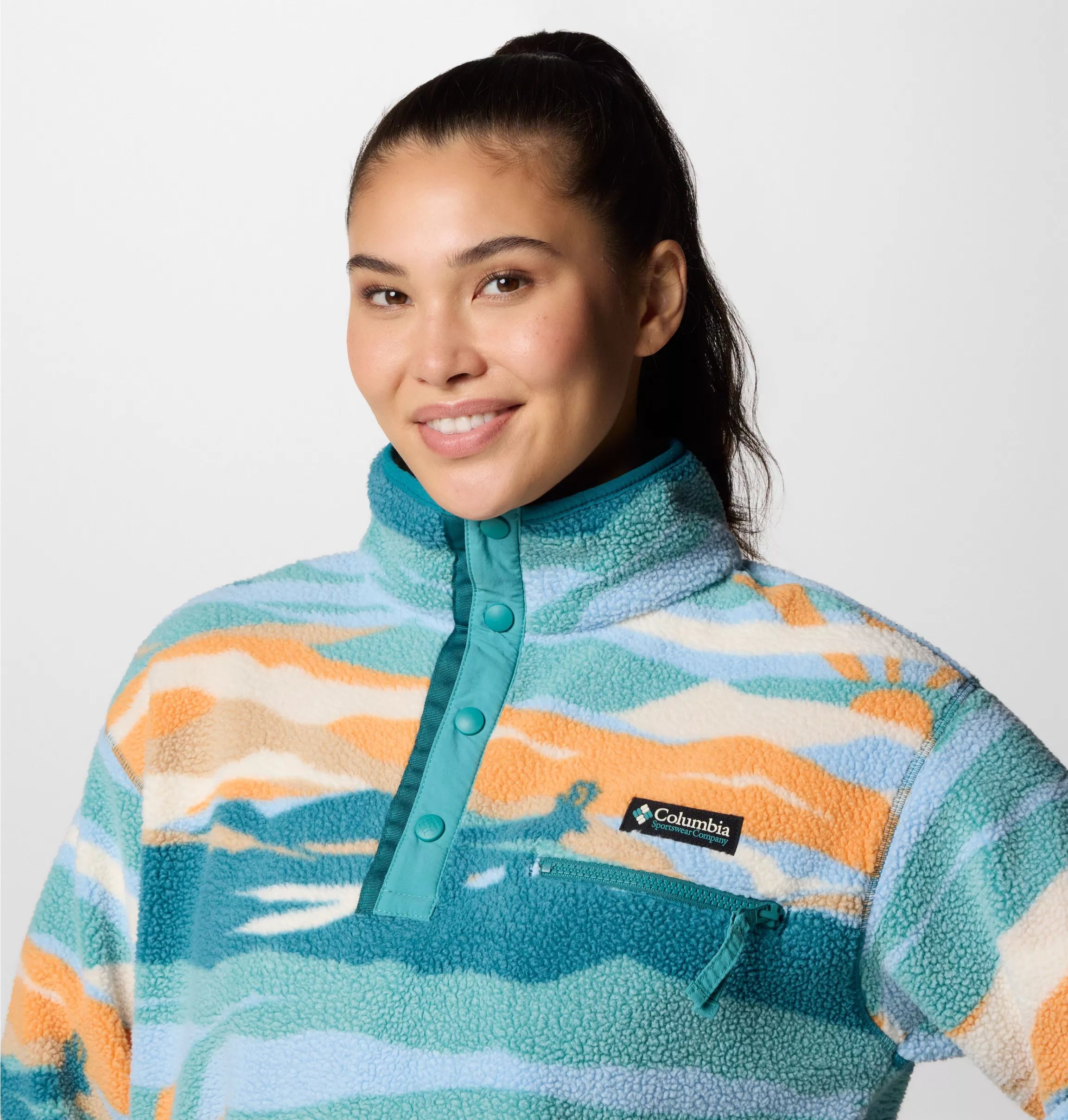 Women's Helvetia™ II Cropped Sherpa Half Snap Printed Fleece | Columbia | Portwest - The Outdoor Shop