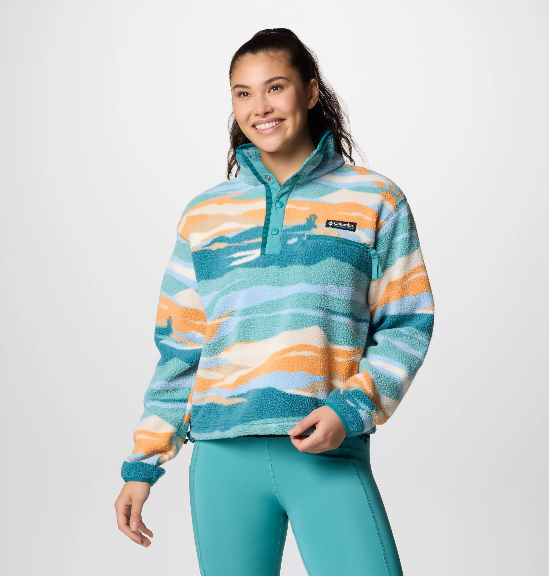 Women's Helvetia™ II Cropped Sherpa Half Snap Printed Fleece | Columbia | Portwest - The Outdoor Shop