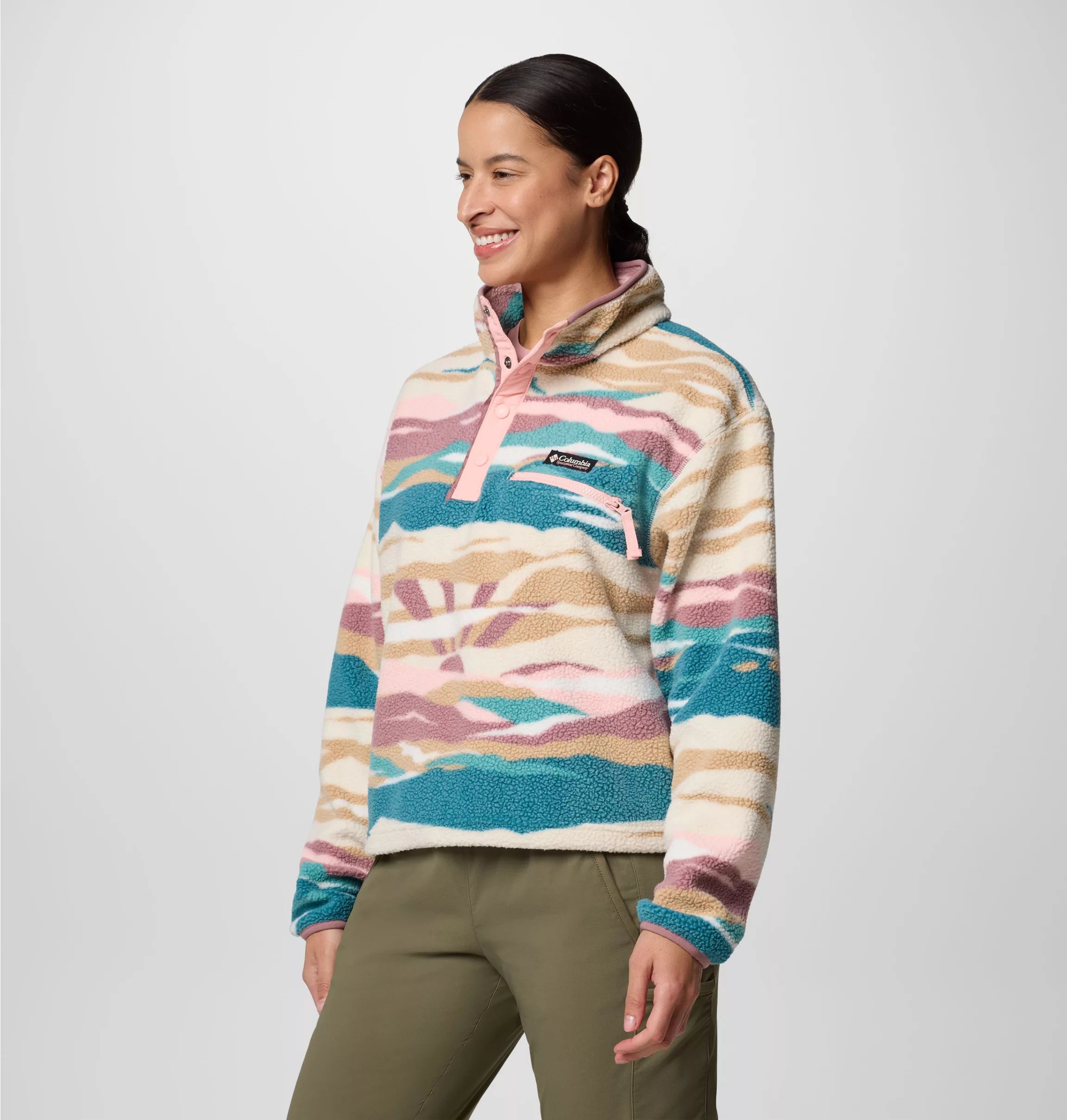 Women's Helvetia™ II Cropped Sherpa Half Snap Printed Fleece | Columbia | Portwest - The Outdoor Shop