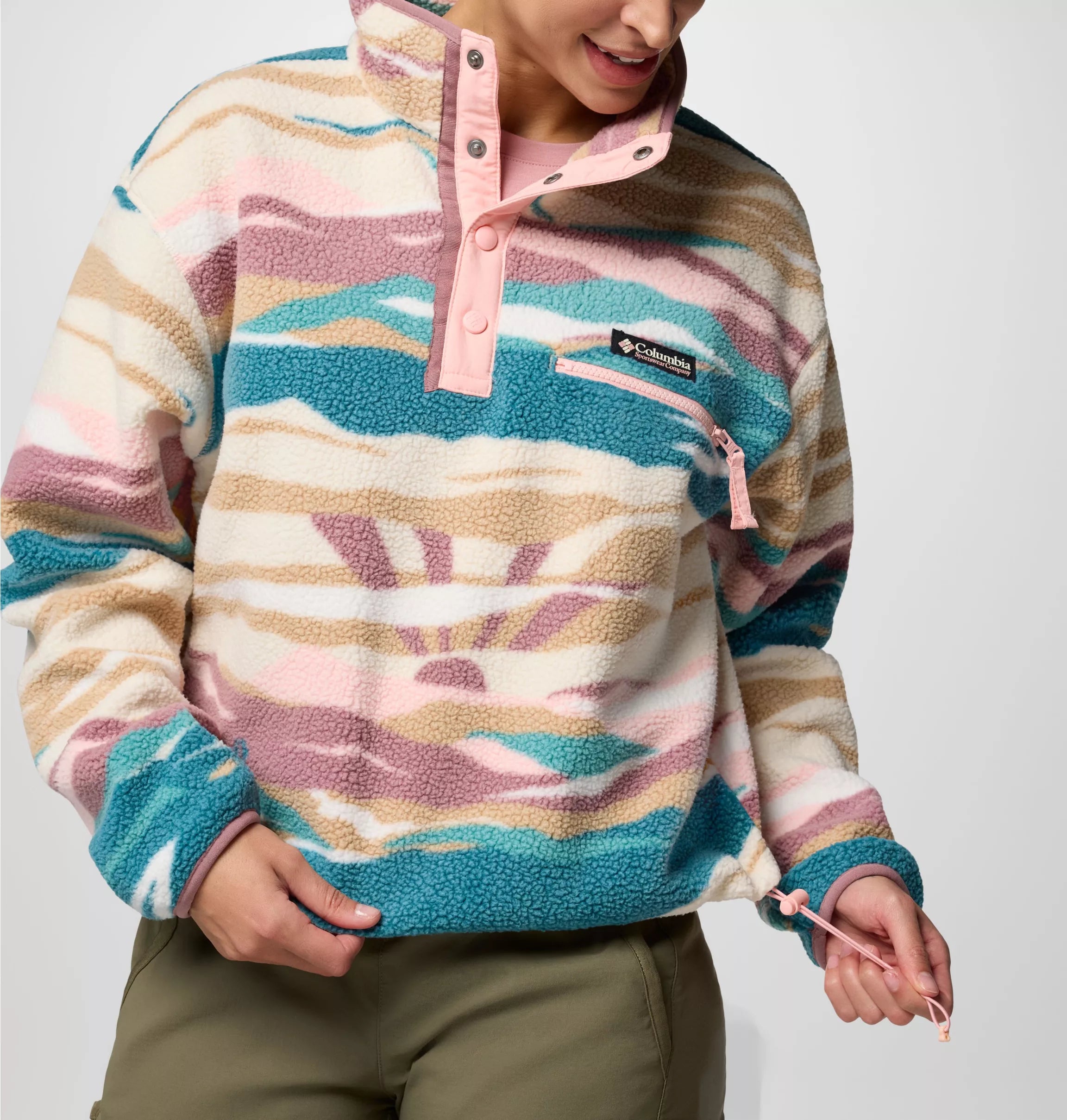 Women's Helvetia™ II Cropped Sherpa Half Snap Printed Fleece | Columbia | Portwest - The Outdoor Shop