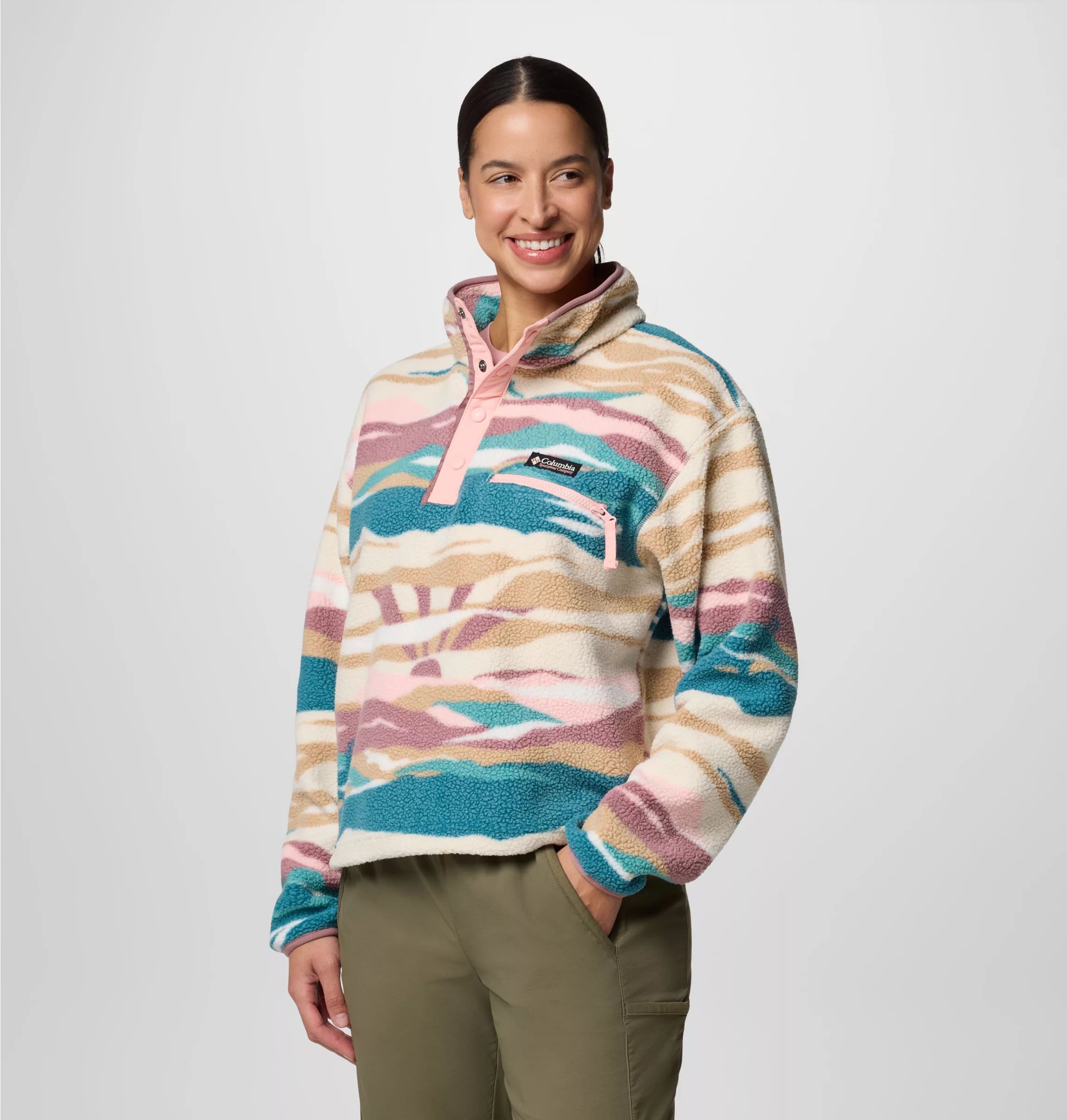 Women's Helvetia™ II Cropped Sherpa Half Snap Printed Fleece | Columbia | Portwest - The Outdoor Shop