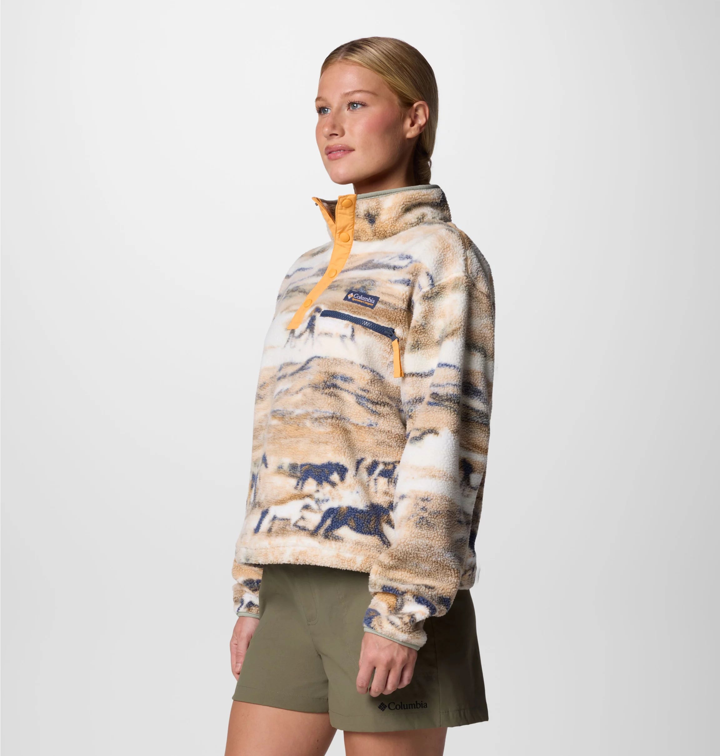 Women's Helvetia™ II Cropped Sherpa Half Snap Printed Fleece | Columbia | Portwest - The Outdoor Shop