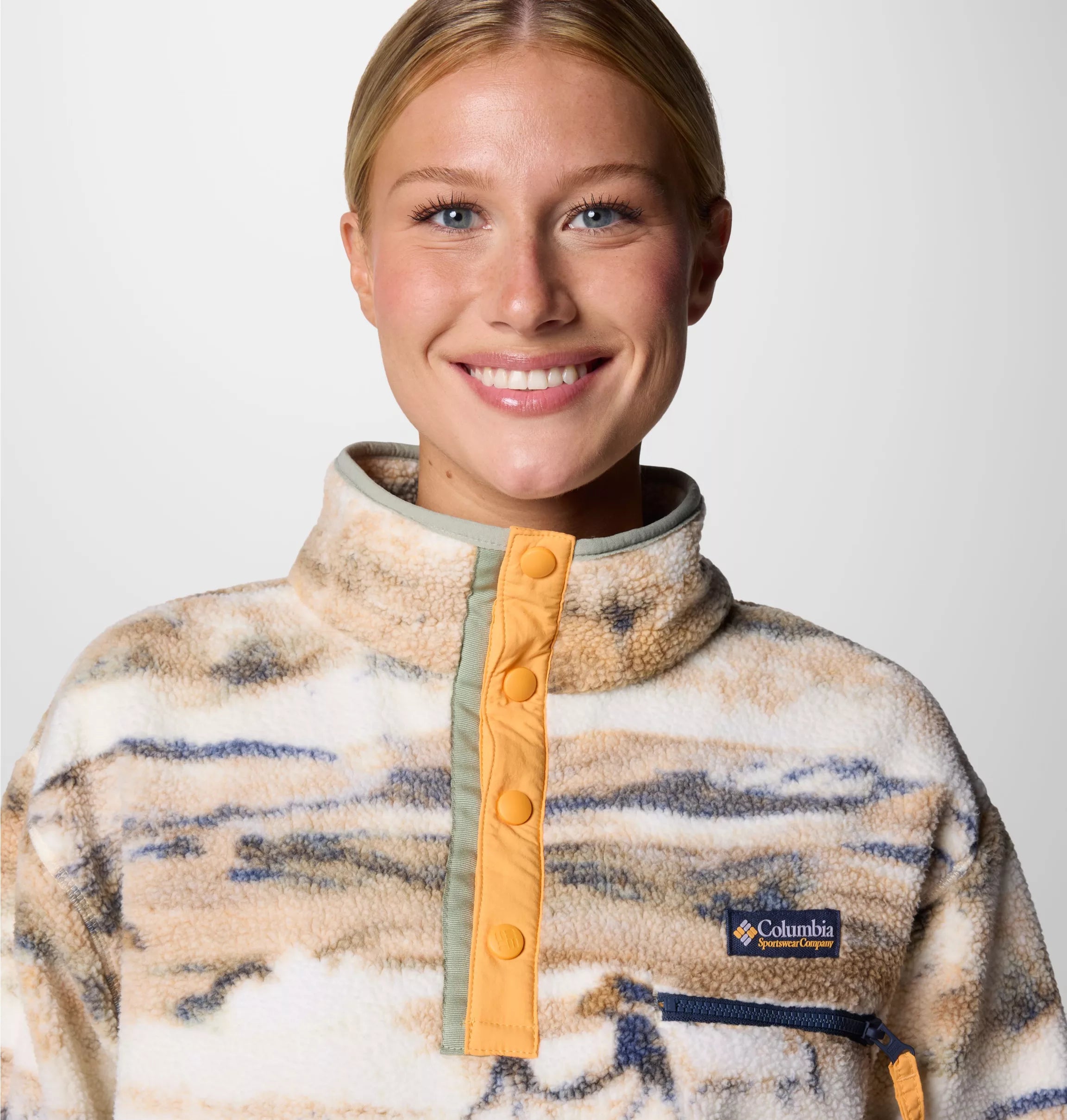 Women's Helvetia™ II Cropped Sherpa Half Snap Printed Fleece | Columbia | Portwest - The Outdoor Shop