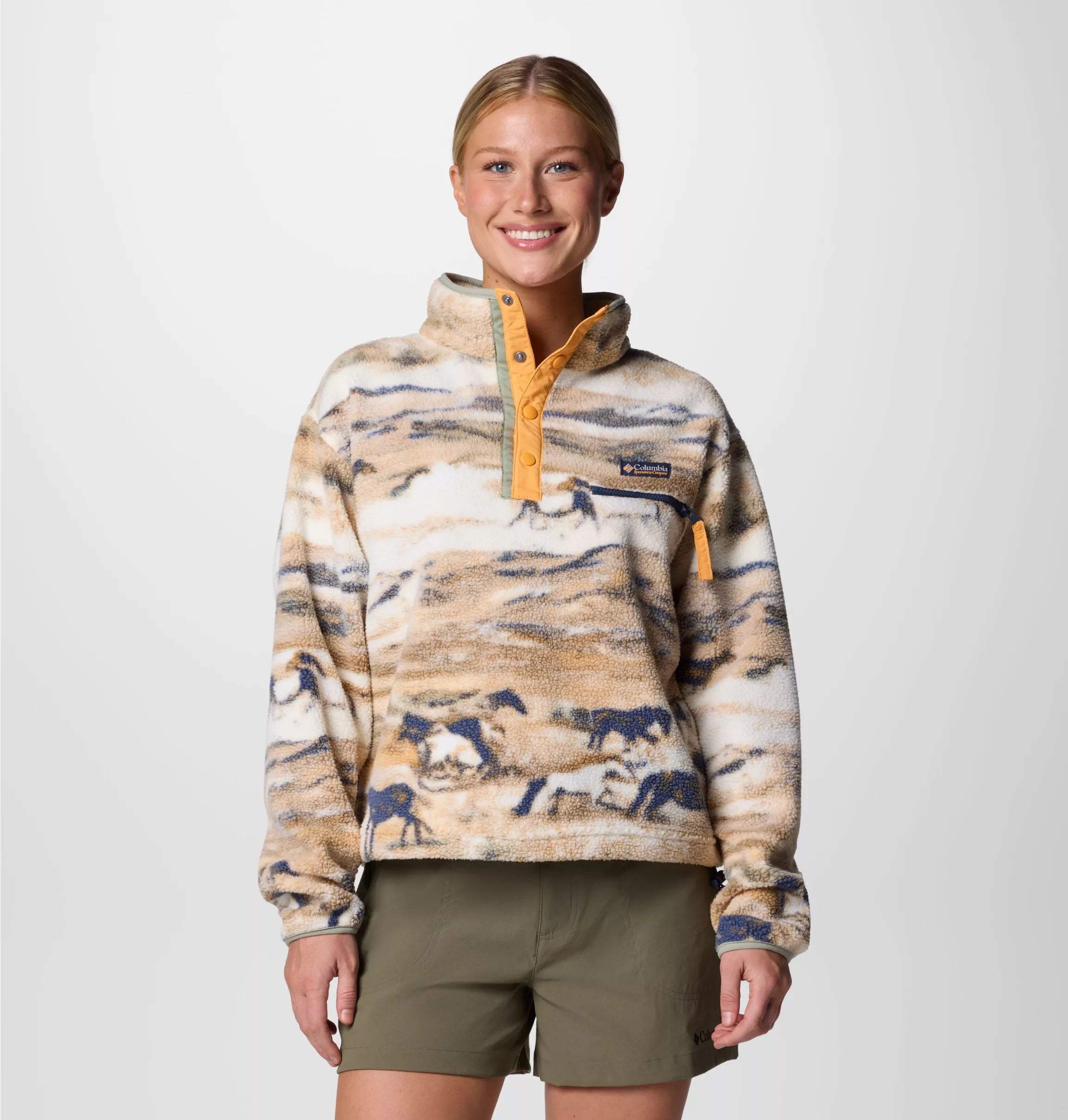 Women's Helvetia™ II Cropped Sherpa Half Snap Printed Fleece | Columbia | Portwest - The Outdoor Shop