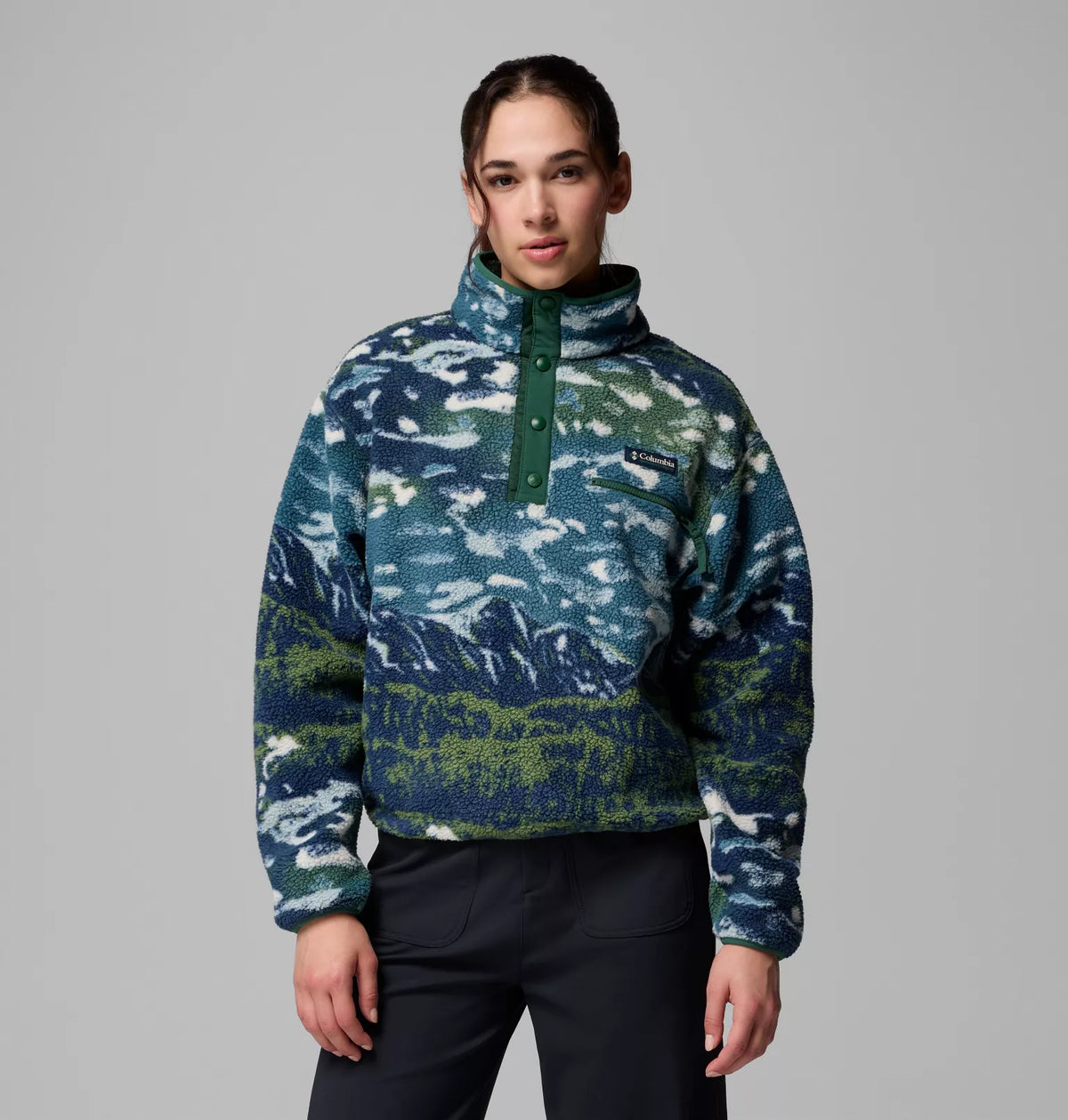 Women's Helvetia™ II Cropped Sherpa Half Snap Printed Fleece | Columbia | Portwest - The Outdoor Shop