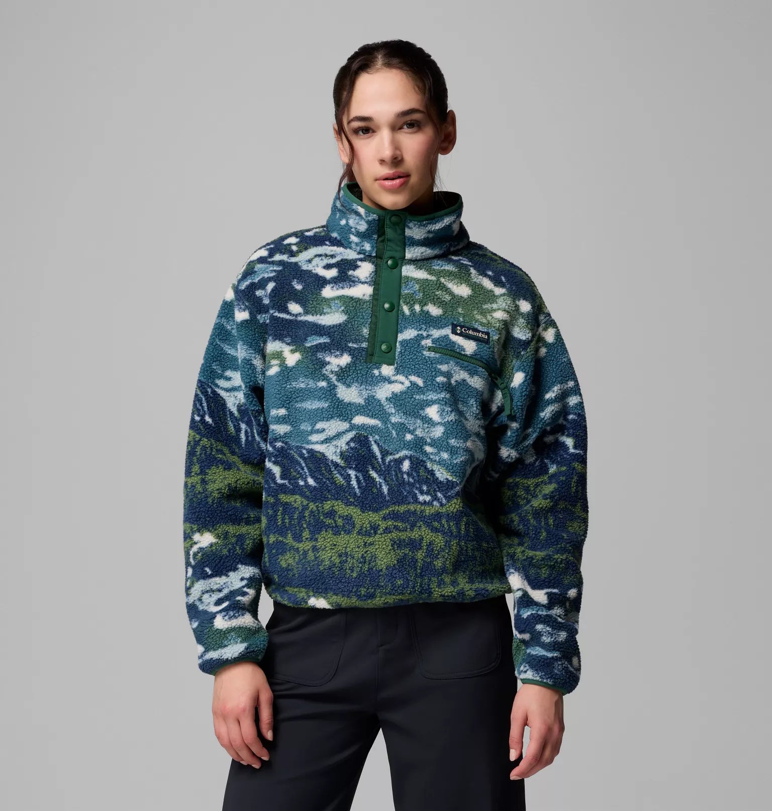 Women's Helvetia™ II Cropped Sherpa Half Snap Printed Fleece | Columbia | Portwest - The Outdoor Shop