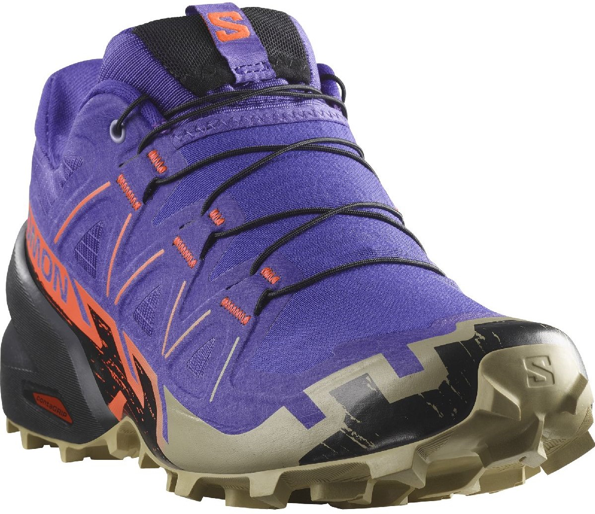SALOMON SPEEDCROSS 6 - Trail running shoes - liberty black/neon flame