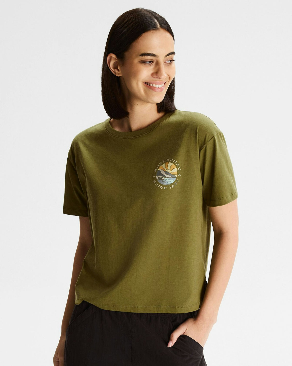 Women's Kathmandu Logo Sunburst Organic Cotton T-shirt | Kathmandu | Portwest - The Outdoor Shop