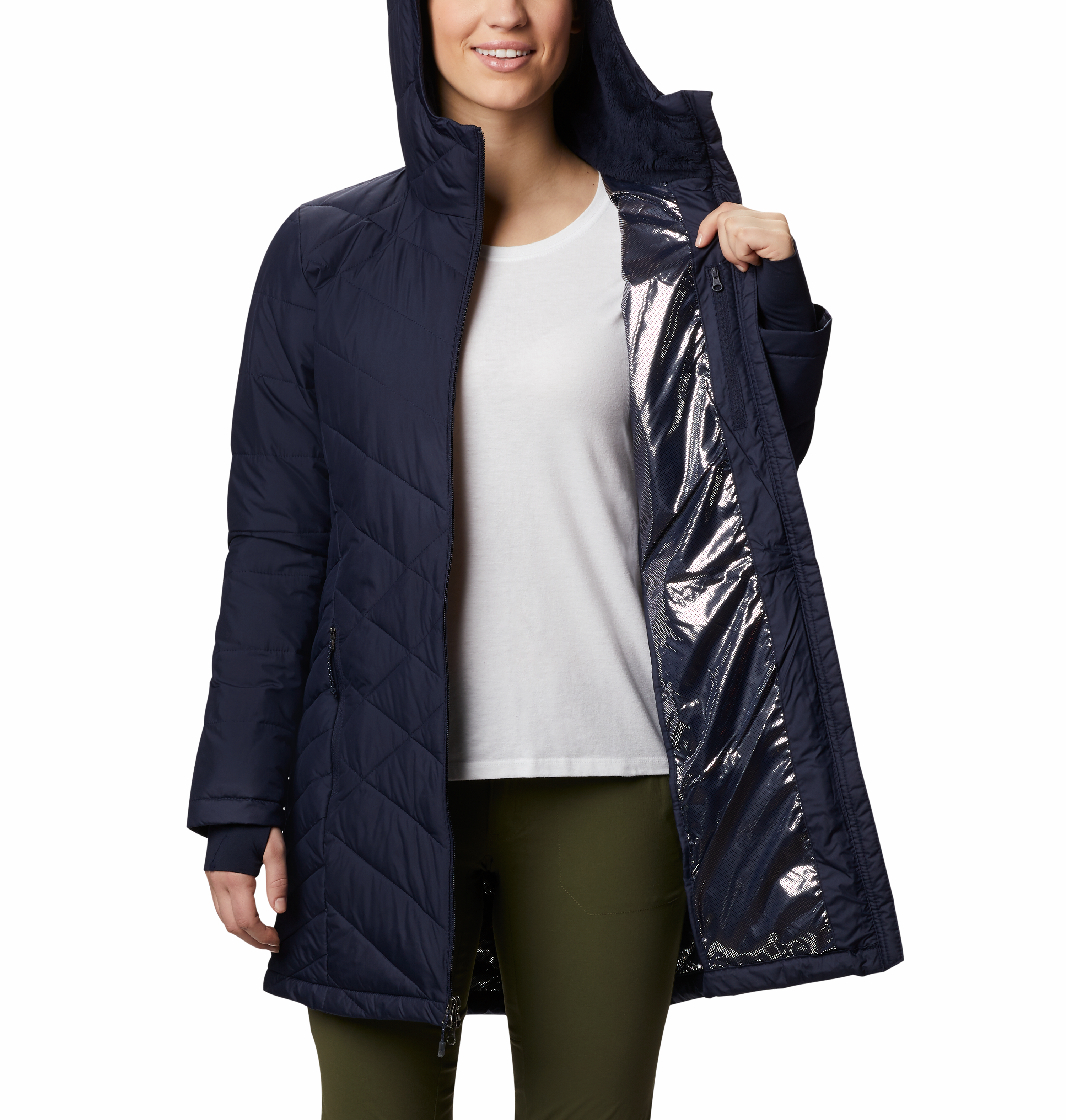 Columbia long heavenly hooded jacket deals