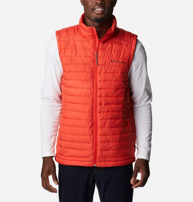 Mens orange puffer vest on sale