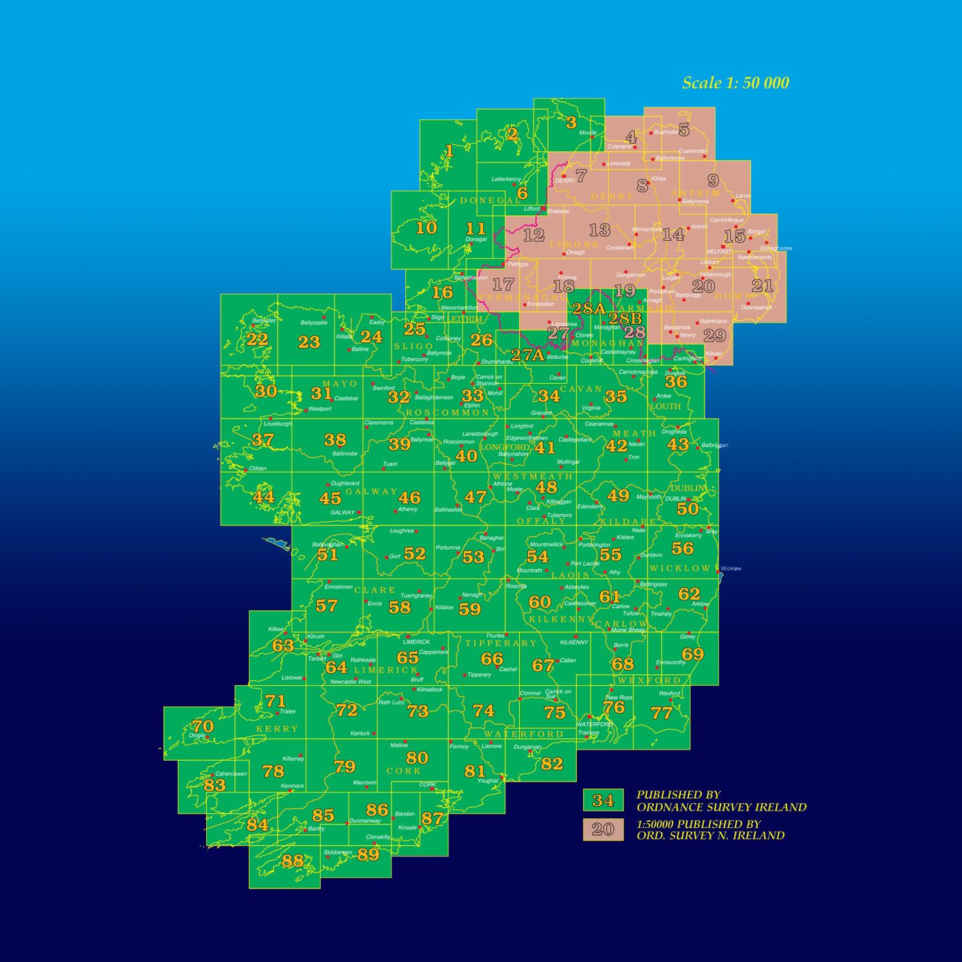 Discovery Series 84 Laminated Ordnance Survey Map Cork and Kerry OSi | Ordnance Survey Ireland | Portwest Ireland